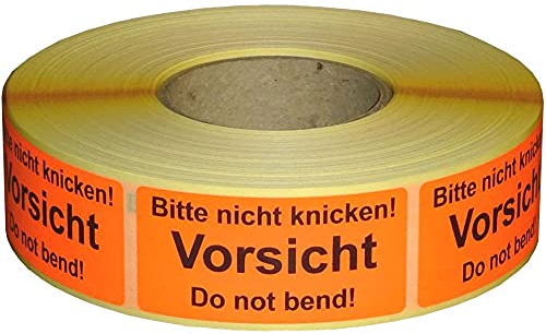Warnetiketten/Versandetiketten Bitte nicht knicken/Do not bend auf Rolle - 30 x 62 mm - 1.000 Stück