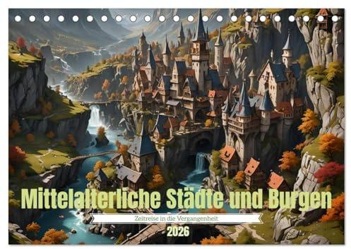 Mittelalterliche Städte und Burgen (Tischkalender 2026 DIN A5 quer), CALVENDO Monatskalender: Einladung zu einer Zeitreise ins Mittelalter (CALVENDO Orte)