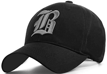 Unisex Damen Herren Baseball Cap Caps Gothic Letter B Hüte Mützen Snap Back Hat Hats (A Nave Blue red) (B Black Gray)