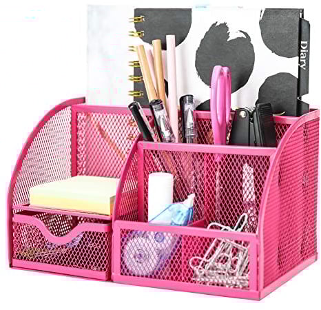 EXERZ Tisch-Organizer/Schreibtisch Organisator/Schreibtisch Tidy/Stifthalter/Multifunktions -Organisator (Rosa)
