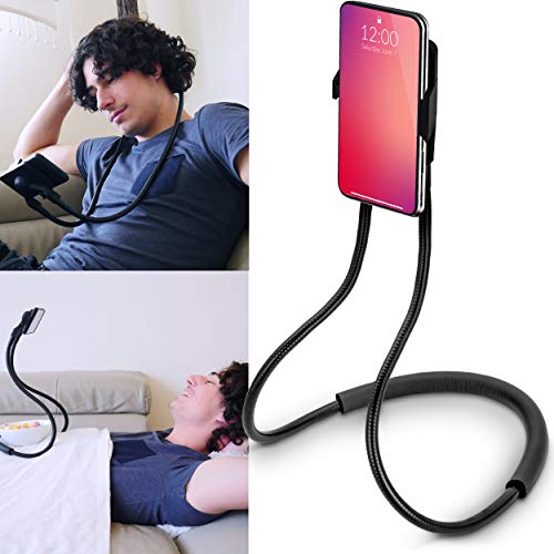Flex'n'Chill Original Nuque Porte Téléphone Universel col de Cygne Fonction de Support avec la Pince de Lazy Téléphone Mobile pour Smartphones comme l'iPhone Samsung, rotative étui pour téléphone