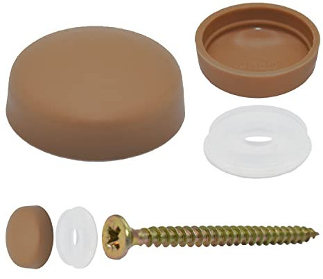 Pack of 50 x Two Piece Light Brown Dome Screw Cover CAPS - for 6g & 8g Screws
