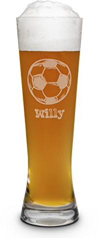 printplanet® Weizenglas mit Namen Willy graviert - Leonardo® Weißbierglas mit Gravur - Design Fußball