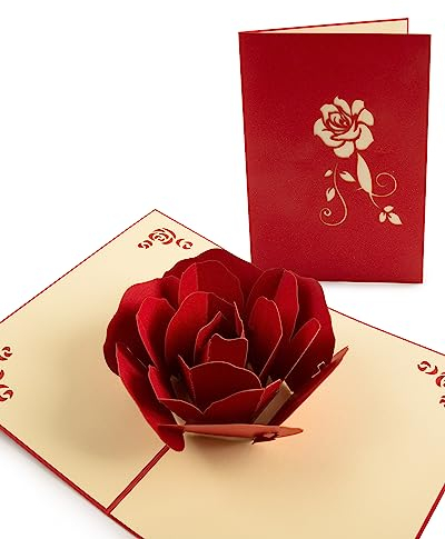 SPDYCESS 3D Glückwunschkarte Liebe, Karte zum Valentinstag, Romantik Karte Liebe Jubiläumskarte Hochzeitskarte Valentinstagskarten für Mutter Frau Oder Freundin (Rote Rose)