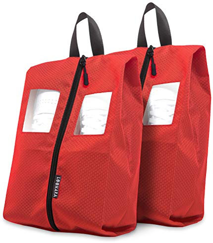 Schuhtasche Reise für Koffer und Rucksack (wasserdicht) inkl. Sichtfenster - mehr Organisation im Gepäck - Schuhbeutel wasserdicht für Schuhe bis Schuhgröße 47 - Schuhsack