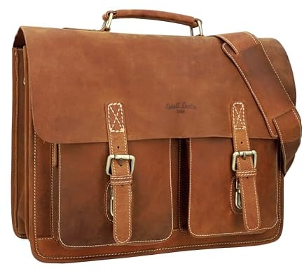 Gusti Gepäckträgertasche Leder - Tony M. Umhängetasche Aktentasche Bürotasche Lehrertasche Fahrradtasche Ledertasche Vintage Braun Leder