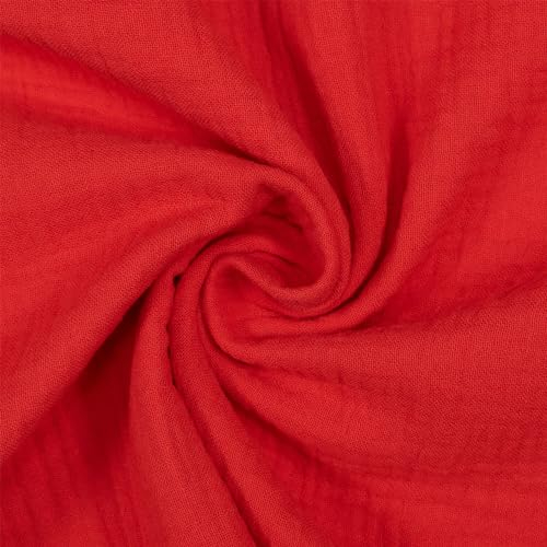 Musselin Stoff Sunny, Double Gauze, uni rot (Länge am Stück: ab 50cm / Breite: 130cm)