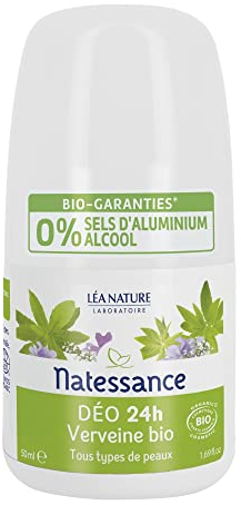 Natessance - Deodorant 24H – Bio-Eisenkraut – zertifiziert Bio Cosmos Organic – Roll-On Flasche 50 ml