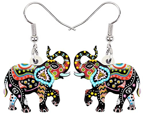 NEWEI Süß Tropfen Acryl Dschungel Elefanten Ohrringe Hängend für Frauen Mädchen Mode Tier Schmuck Geschenk