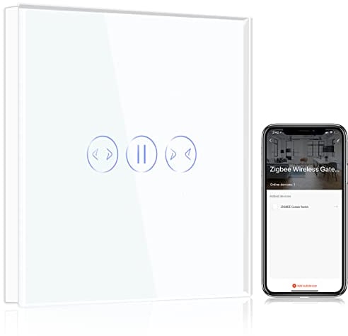 BSEED Smart ZigBee Vorhang Schalter, Kompatibel mit Smart Life/Tuya APP, arbeitet mit Alexa und Google Home, intelligenter Vorhang Schalter mit Touch Panel Weiß (Hub erforderlich)
