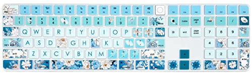 WSLUCKO Tastatur-Abdeckung für Apple iMac Magic Keyboard (Modell: A2520) mit Ziffernblock und Touch-ID, niedlicher Druck-Silikon-Tastaturschutz, Pfingstrose
