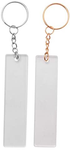 Niejgay 150 StüCk Acryl SchlüSselanhäNger Rohling mit Ringen für Vinyl, Durchsichtige SchlüSselanhäNger Rechteck Acryl Rohlinge für DIY und Projekt