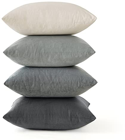 MIULEE Samt Kissenbezug 40x40 cm Kissenhülle Grau Serie 4er Set Sofakissen Samtkissen Dekorative Dekokissen Couchkissen Zierkissen Deko Farbverlauf Bezug Sofakissenbezug für Wohnzimmer Kinder Büro