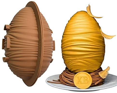Stampo in silicone per uova di Pasqua, set di 2 stampi per cioccolato, Pasqua, per torte, cioccolato, Pasqua, in silicone, per gelatina, fondente, torte, biscotti, 12,8 cm x 18 cm