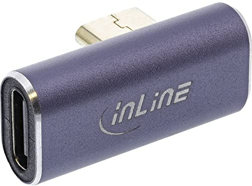 InLine® USB4 Adapter, USB Typ-C Stecker/Buchse vertikal rechts/Links gewinkelt, Aluminium, grau
