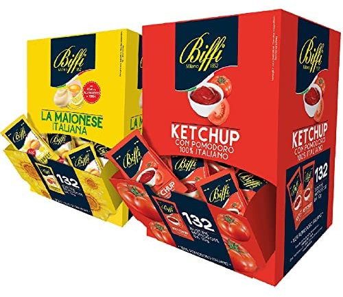 Mix Salsa Biffi Kit 1 mayonnaise 132 sachets et 1 ketchup monoportion 132 sachets de 10 g