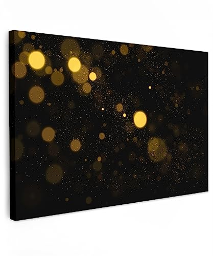 MuchoWow© Bild auf Leinwand Groß 120x80 cm XXL Schlafzimmer Bilder Wand Goldene Deko Wohnzimmer Modern Wanddeko Bilderwand Geschenk Gold - Abstrakt - Luxe - Schwarz