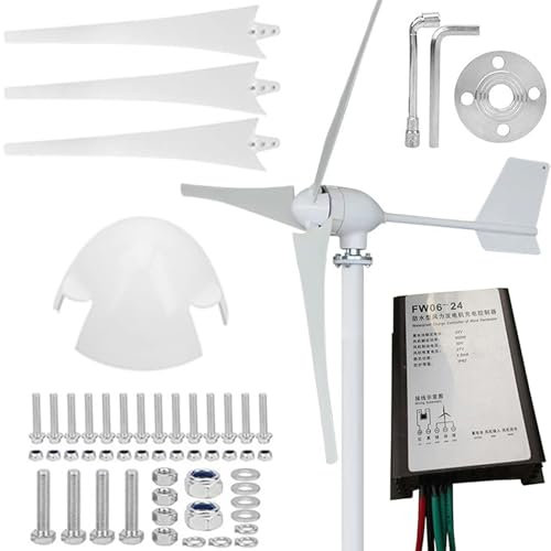 ZHOZHUT Aerogenerador 600W / 700W Generador De Turbina De Viento 24V / 48V Generador De Viento Horizontal con 3 Palas Y Regulador De Carga, Velocidad Inicial del Viento 2.5m/s para La Casa,700w,48V