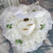 UNFAIRZQ Exquisites Hochzeitskissen für Hochzeit, Party, grün-violette Blume, Dekor, Kissen, Schmuck-Organizer, Wandhalterung