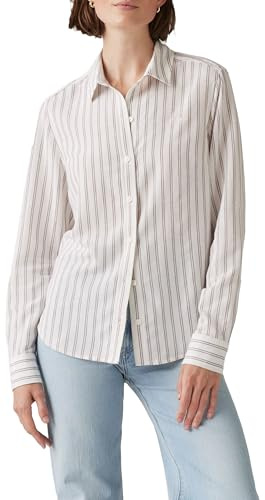 Levi's Women's Classic Fit Shirt, Mia Stripe Egret, S