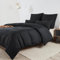 Soifox Bettwäsche 180x200 Schwarz - aus Mikrofaser Bügelfrei & Knitterfrei Bettbezug 180 x 200 Set mit 80x80 cm Kissenbezug 2er Set Bettwasche mit Reißverschluss