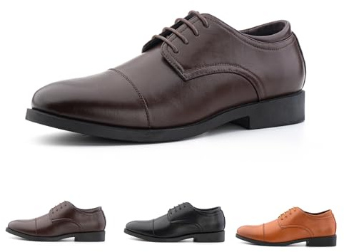 Hitmars Mens Oxfords Shoes Men's Lace Up Derbys Shoes Business Formal Dress Shoes Dark Brown N1 8.5 UK