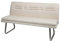 Mendler Sitzbank HWC-H70AM, Esszimmerbank Bank Polsterbank, Rückenlehne Stoff/Textil Edelstahl gebürstet - Creme-beige 160cm