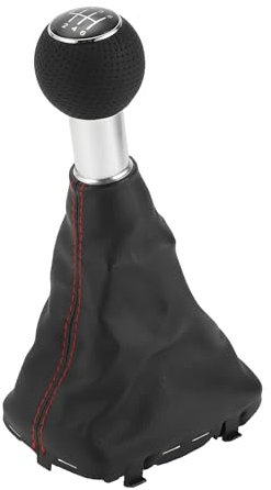 Partuto Perilla De Cambio Manual De 6 Velocidades Con Cubierta De Bota - Perilla De Palanca De Cambios- Para Audi A3 Plástico Cuero Sintético Negro Cromo Plateado Rojo - 1 Pc.