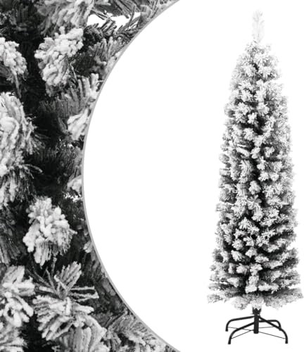 albero di natale 210 cm super folto,albero di natale slim 210 cm,Albero di Natale Artificiale Sottile con Neve Verde 150 cm PVCAdatto per camera da letto, soggiorno, patio, Natale