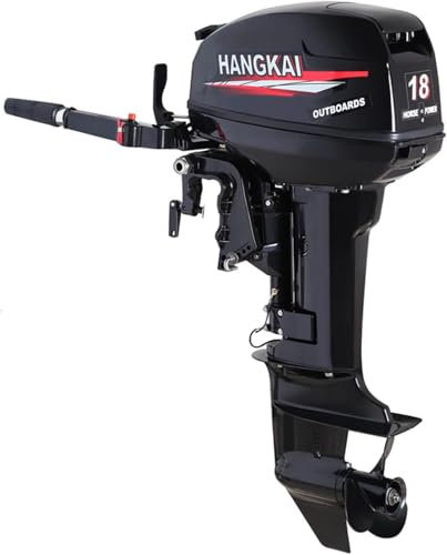 Moteur Hors-Bord 2 Temps 18 CV, Moteur de Bateau de pêche Gonflable à Arbre Court Robuste 246 CC avec système de Refroidissement par Eau, allumage CDI (Noir)