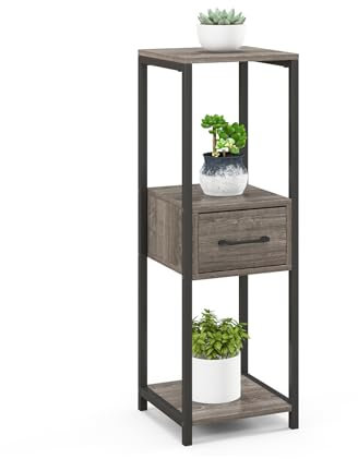 RELAX4LIFE Scaffale per Piante a 3 Livelli con Cassetto, Portafiori con Dispositivi Anti-ribaltamento, Struttura Robusta, Porta Piante da Interno, Portata 60kg (1)