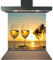 Kitchen Glass Splashback Heat Resistant Toughened Glass - Beach Wine Design - 60cm (w) x 50cm (h)