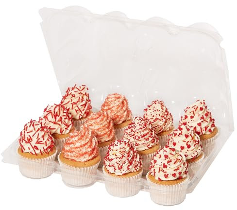 PME Pack of 3 Reusable Plastic Cupcake Container Carrier Boxes (12 cavities)