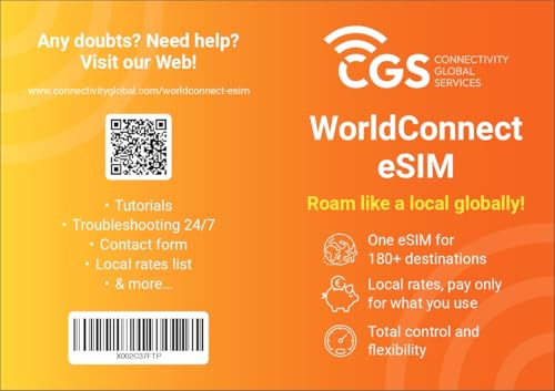 WorldConnect eSIM | Eine eSIM für mehr als 160 Länder | Lokale Gebühren an jedem Reiseziel | Zahlen Sie nur für das, was Sie verwenden, volle Kontrolle über Ihre Nutzung in unserer App | Laden Sie Ihr