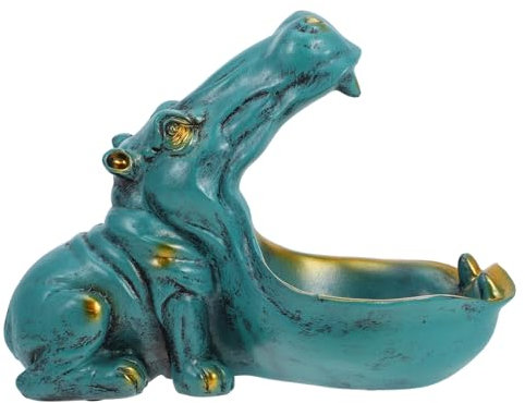 BESPORTBLE Adorable Hippo Resin Key Holder Candy Bowl Unique Home Decor for Living Room Bedroom Office Playful Big Mouth Design for Keys Treats Fun Animal Ornament