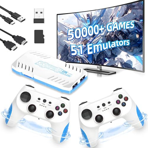 X10 Pro 2025 Nuova Console di Gioco Retrò Game Stick 50000+ Giochi,51 Emulatore,4K HD Console di gioco portatile,Cortex-A55,Mini Console Retrò con 2.4Ghz Controller senza fili,Plug & Play (Bianco)