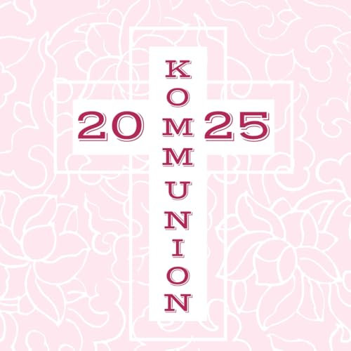 Meine Kommunion: Gästebuch zum Eintragen von Glückwünschen | Erinnerungsbuch an die erste heilige Kommunion | 21 x 21 cm | Geschenkbücher | Kreuz rosa