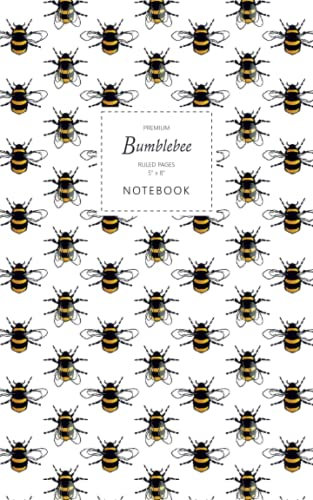 Bumblebee Notebook - Ruled Pages - 5x8 - Premium: (White Edition) Fun notebook 96 ruled/lined pages (5x8 inches / 12.7x20.3cm / Junior Legal Pad / Nearly A5)