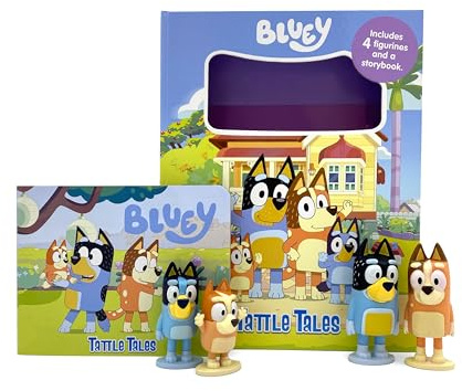 Bluey Tattle Tales - Activity Books for kids, 12-page storybook, 4 figurines