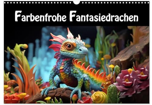 Farbenfrohe Fantasiedrachen (Wandkalender 2026 DIN A3 quer), CALVENDO Monatskalender: Spielzeugdrachen zum Leben erweckt (CALVENDO Kunst)