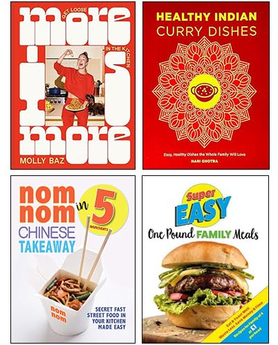 More is More Get Loose in the Kitchen, Healthy Indian Curry Dishes, Super Easy One Pound Family Meals & Nom Nom Chinese Takeaway 4 Books Collection Set