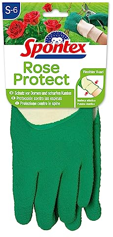 Spontex Rose Protect Gartenhandschuhe, extra robust für Dornen und Hecken, mit Naturlatexbeschichtung, Größe S, 1 Paar