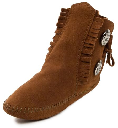 Minnetonka Men's Two Button Boot, Brown Softsole, 10 M US
