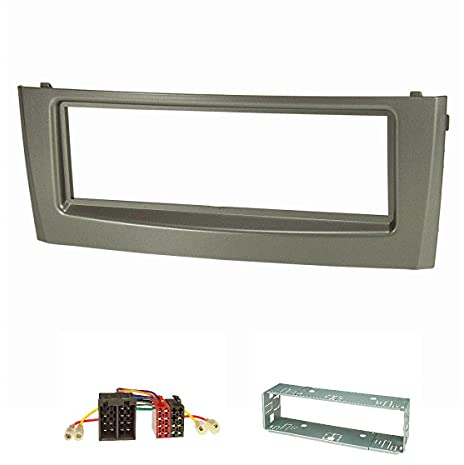 tomzz Audio 2414-020 Radioblende Set kompatibel mit FIAT Grande Punto Typ 199 Bj.2005-2009 grau mit Radioadapter ISO Einbauschacht