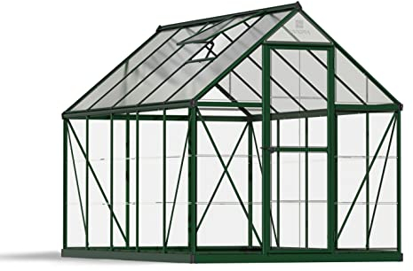 Canopia by Palram Gewächshaus klein Hybrid 6x10 Treibhaus 306x185 cm Aluminium Grün Tomatenhaus Polycarbonatplatten UV-beständig
