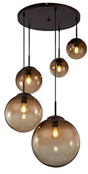 Globo Design Decken Pendel Leuchte Glas Kugeln amber Wohn Zimmer Hänge Lampe brau 15865-5, bunt, medium