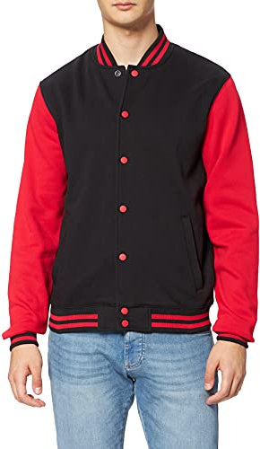 Build Your Brand Herren Sweat College Jacket Jacke,, per pack Mehrfarbig (Blk/Red 00044), XXXX-Large (Herstellergröße: XXXX-Large)