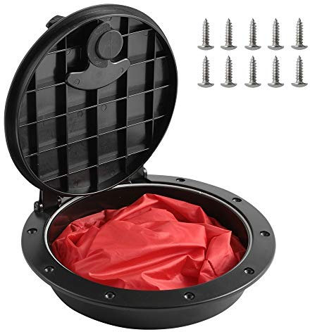 Anndason 8'' Black Deck Plate Kit Deck Hatch with Storage Bag for Fishing Kayak Boating