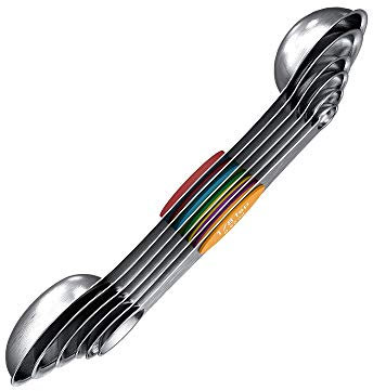Sanchow Magnetic Measuring Spoons Set, Dual Sided, Stainless Steel, Fits in Spice Jars and Measurement of Ingredients for Baking , Set of 6