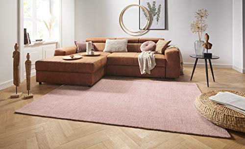 Teppich Supersoft Kurzflor Wohnzimmer-Teppich Modern Flauschig Weich Einfarbig für Wohnzimmer Küche Flur oder Schlafzimmer Altrosa 200x290 cm